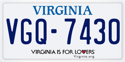 VA license plate VGQ7430