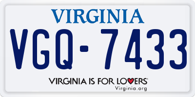 VA license plate VGQ7433