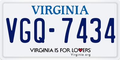 VA license plate VGQ7434