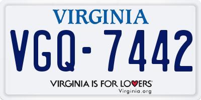 VA license plate VGQ7442