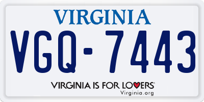 VA license plate VGQ7443