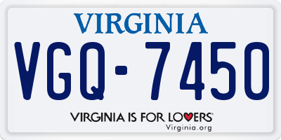 VA license plate VGQ7450