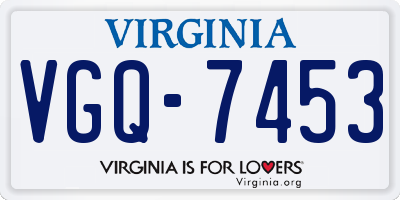 VA license plate VGQ7453