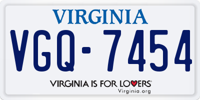 VA license plate VGQ7454