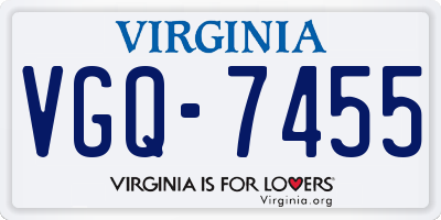 VA license plate VGQ7455