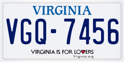 VA license plate VGQ7456