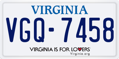 VA license plate VGQ7458