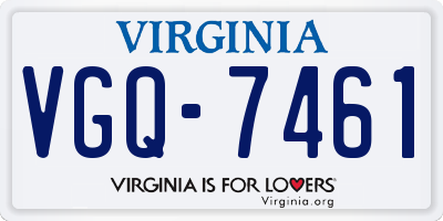 VA license plate VGQ7461