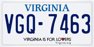 VA license plate VGQ7463