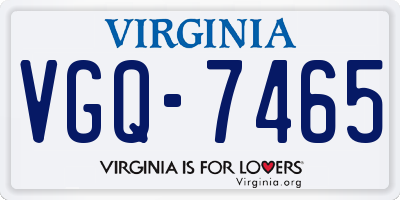 VA license plate VGQ7465