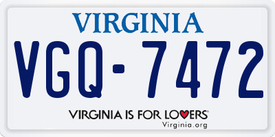 VA license plate VGQ7472
