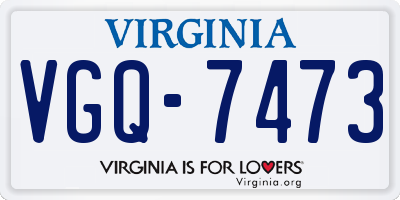 VA license plate VGQ7473