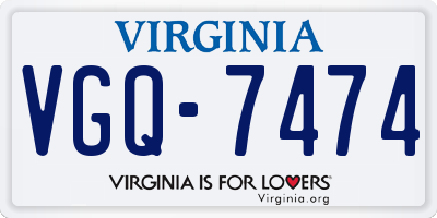 VA license plate VGQ7474