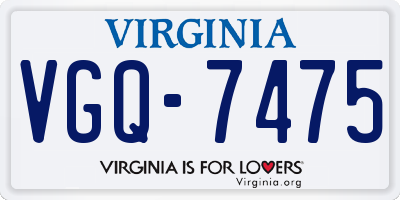VA license plate VGQ7475