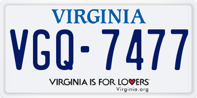 VA license plate VGQ7477
