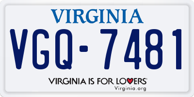 VA license plate VGQ7481