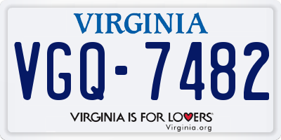 VA license plate VGQ7482