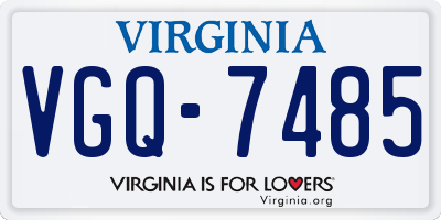VA license plate VGQ7485