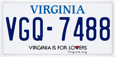 VA license plate VGQ7488