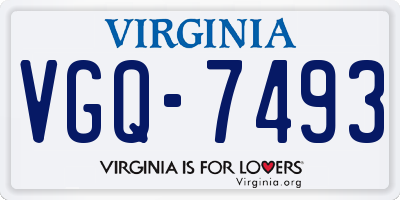 VA license plate VGQ7493