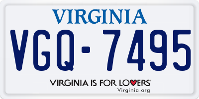 VA license plate VGQ7495