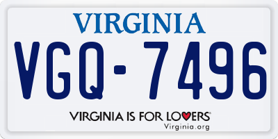 VA license plate VGQ7496