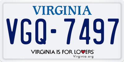 VA license plate VGQ7497