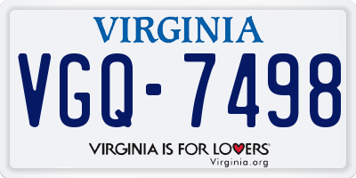 VA license plate VGQ7498
