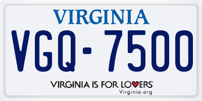VA license plate VGQ7500