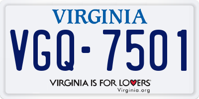 VA license plate VGQ7501