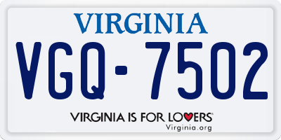 VA license plate VGQ7502
