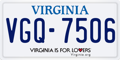 VA license plate VGQ7506