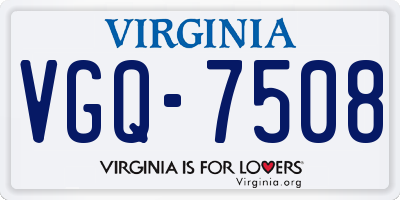 VA license plate VGQ7508