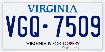VA license plate VGQ7509