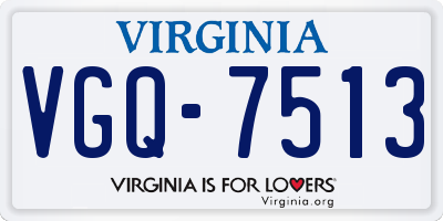 VA license plate VGQ7513