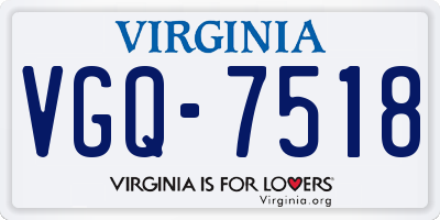 VA license plate VGQ7518