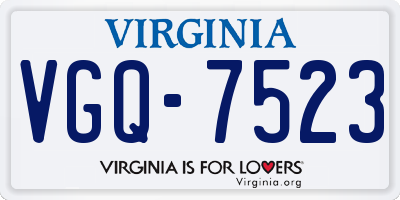 VA license plate VGQ7523