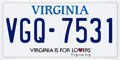 VA license plate VGQ7531