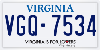 VA license plate VGQ7534