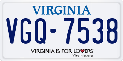 VA license plate VGQ7538