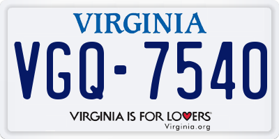 VA license plate VGQ7540