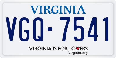 VA license plate VGQ7541