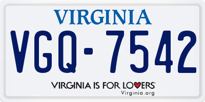 VA license plate VGQ7542
