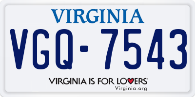 VA license plate VGQ7543