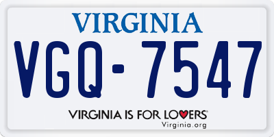 VA license plate VGQ7547