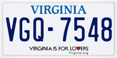 VA license plate VGQ7548