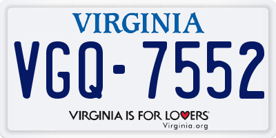 VA license plate VGQ7552