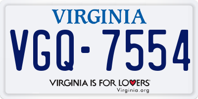 VA license plate VGQ7554