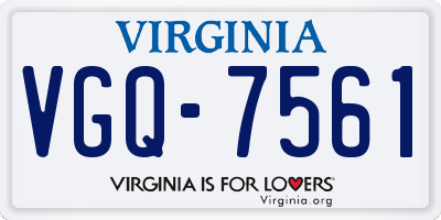 VA license plate VGQ7561