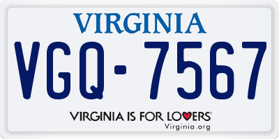 VA license plate VGQ7567
